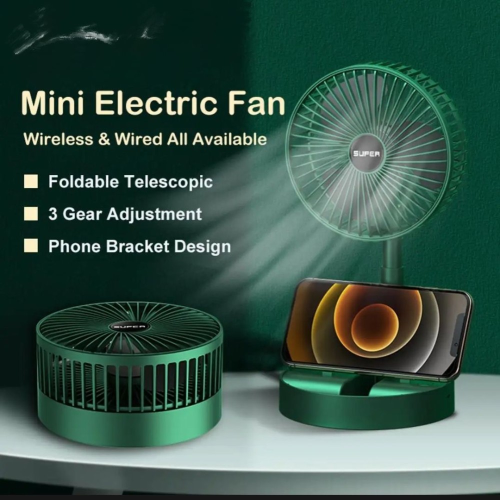Usb Foldable Rechargeable Telescopic Mini Desktop Air Fan 3 In 1 Camping Portable Battery Fan