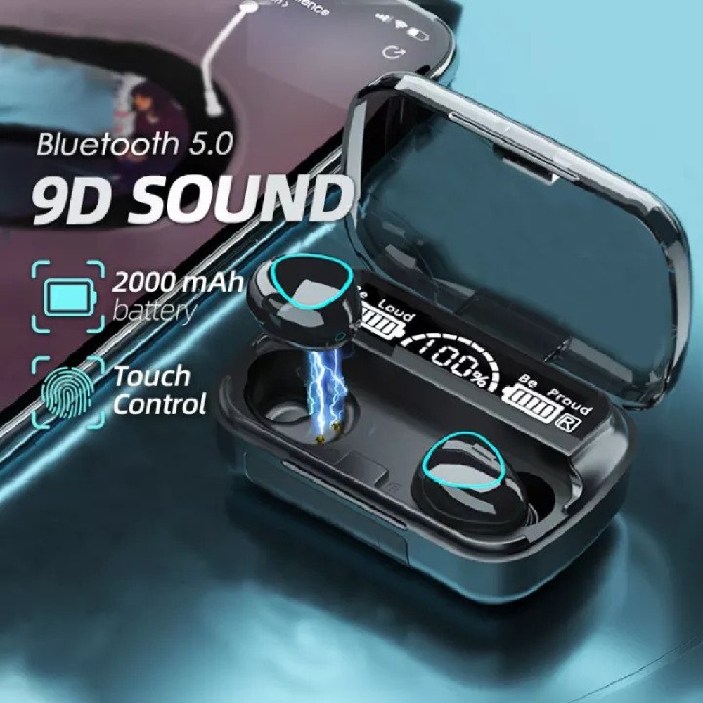 M10 True Wireless Earbuds With 9D Stereo Sound And LED Digital Display